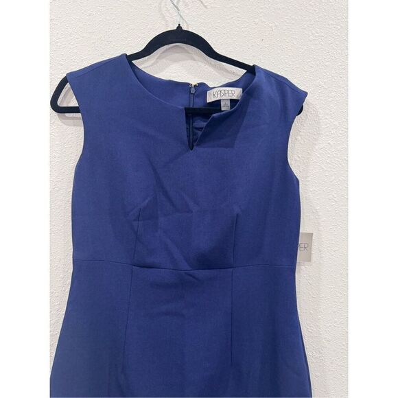 Kasper Women's Sheath W/Cut Out & Bar Trim navy size 4 - Picture 2 of 6